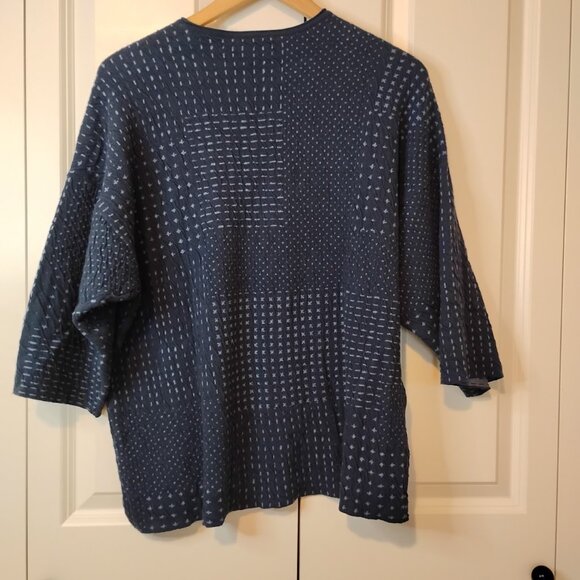 Pure Jill Women's Black Cotton Knit Crinkled Textured Oversized Boxy Sweater XS - Picture 2 of 6